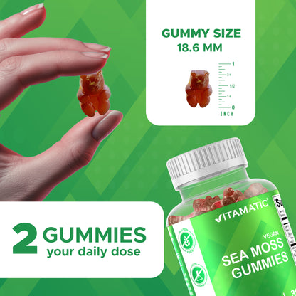 Irish Sea Moss Gummies - 3000 Mg - 60 Vegan Gummies - Made with Bladderwrack & Burdock Root - Seamoss Supplement for Thyroid, Energy, Immune Support